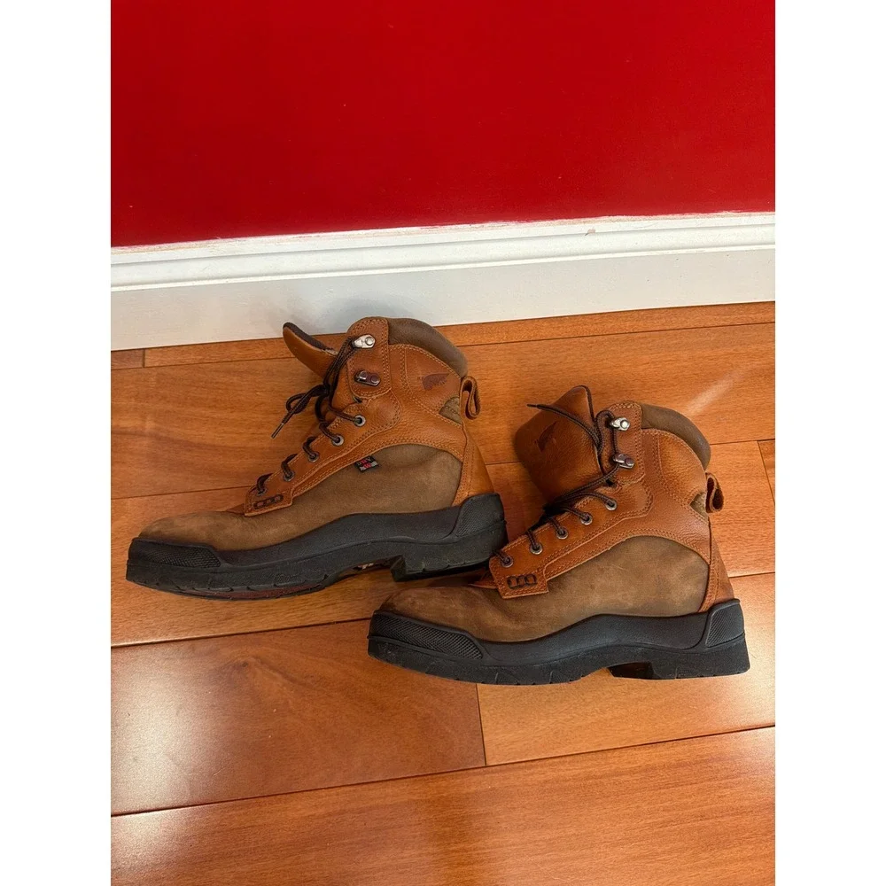 Red Wing 906 Work Boots Mens Brown Leather EH‎ Rated Lace Up 8.5 E2